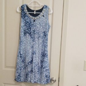 Blue Starry Sleeveless Mini Dress